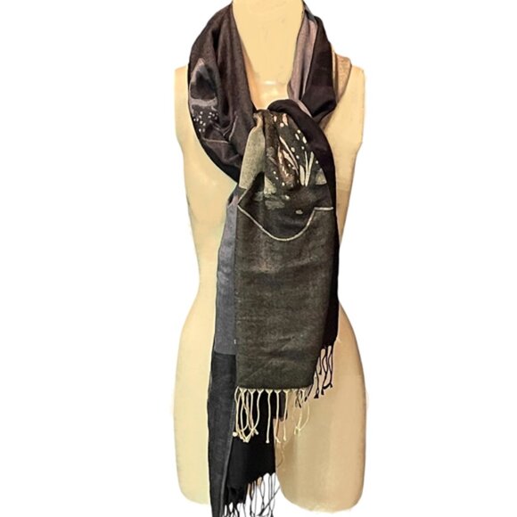 Pashmina Cashmere Floral Fringed Shall Wrap